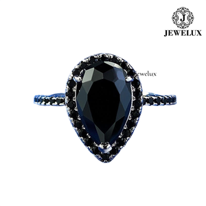 แหวนพลอยออนิกซ์ทรงลูกแพร์สำหรับผู้หญิงจาก Jewelux เงินแท้ 925 ชุบโรเดียมดำ ประดับเพชรแบบ Pave Setting แหวนหมั้นอัญมณีหรูหราจากซัพพลายเออร์ในอินเดีย - Product Image 1