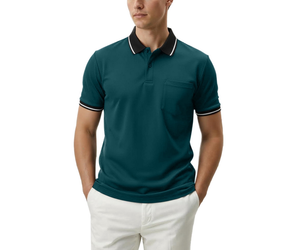 Polos de Manga Corta para Hombre de Alta Calidad, Secado Rápido, Cuello Polo en Contraste, Bolsillo con Decoración de Botones, Tejido de Punto de Calidad - Product Image 1