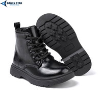 Vente en gros d'usine DAIZEN STAR INTERNATIONAL, bottes d'école en cuir verni noir de haute qualité, couleurs et logo personnalisables