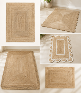 Tapis en jute de style côtier, rectangulaire, couleur naturelle, fait main, antidérapant, à poils plats, pour salle de bain - Product Image 2