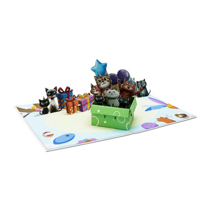 Meilleure Vente : Carte Pop-up 3D Personnalisée en Papier Découpé, Motif Chatons Faits Main à Hanoï, pour Fête d'Anniversaire, Décoration Maison, Impression Offset - Product Image 3
