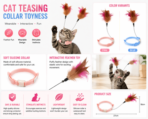 Cat Teasing <b>Collar</b> Toy OEM ODM Custom Logo Interactive Silicone Feather Cat <b>Collar</b> Direct Manufacturer - Product Image 3