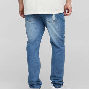 กางเกงยีนส์ขาดสไตล์วินเทจสีฟ้าอ่อนทรงตรงเข้ารูปกระดุมแบบยุโรปและอเมริกาสำหรับผู้ชาย / กางเกงคุณภาพสูงแบบซักพิเศษ - Product Image 6
