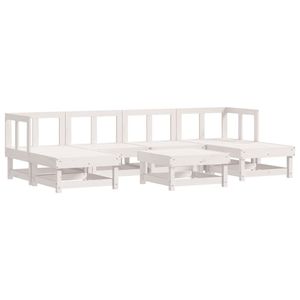 Ensemble de salon de jardin modulaire en pin massif blanc, 7 pièces - Product Image 2