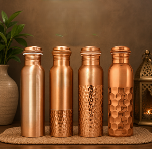 Bouteille en verre martelé cuivré avec couvercle étanche – Cadeau d'affaires haut de gamme, grande capacité, pour usage domestique - Product Image 3