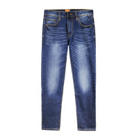 Vintage Günlük Tatlı Düz Renk Pamuklu Mavi Düz Kesim Erkek Kot Pantolon Orta Bel Açık Denim Yıkanmış Özel Arka Cep Tasarımlı Kış Sonbahar