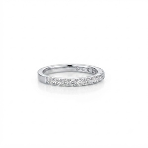 DEF Color VS VVS Clarity Round Lab Grown Diamond Half Eternity <b>Stacking</b> <b>Ring</b> Wedding Band 10K 14K 18K Solid Gold Bridal Jewelry - Product Image 2