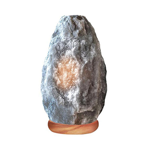 Himalayan Grey Rock Salt Lamp with <b>Dimmer</b> Switch Natural Carved Wooden Base Wholesale Natural Crafts Gray Salt Table Lamp - Product Image 2