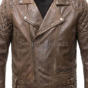 Veste en cuir pour homme, coupe ajustée, style motard, qualité supérieure, tenue d'hiver, design streetwear moderne - Product Image 3
