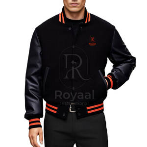 เสื้อแจ็คเก็ตเลตเตอร์แมนคุณภาพสูงสั่งทำพิเศษพร้อมโลโก้ เสื้อผ้าแฟชั่นขายดี แขนหนัง สำหรับผู้ชาย - Product Image 2