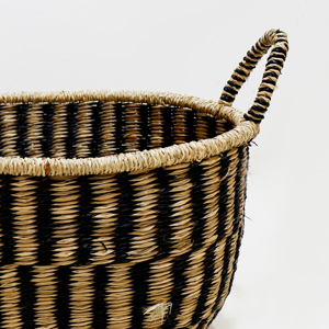 Seagrass <b>Storage</b> <b>Baskets</b> Set of 3 <b>Rectangular</b> Bohemian Style Woven <b>Baskets</b> with Handles for Home Organization Living Room Decor - Product Image 5