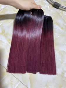 Venta al por mayor de cabello humano liso de hueso BundlesSuper doble dibujado cabello virgen color púrpura Super doble dibujado cabello crudo - Product Image 2