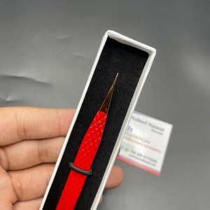Pince à épiler à isolation rouge à pointe or rose Pince à épiler d'extension de cils à poignée diamantée en acier inoxydable de haute qualité - Product Image 6