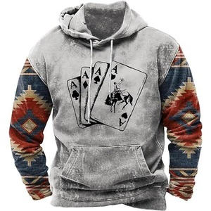 Nouveau Sweat à Capuche Homme en Polyester et Coton Tissé, Imprimé Dessin Animé, Coupe Oversize, Style Vintage, Respirant - Product Image 1