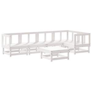 Grand ensemble de salon de jardin en bois de pin massif blanc et tissu Oxford - Product Image 3