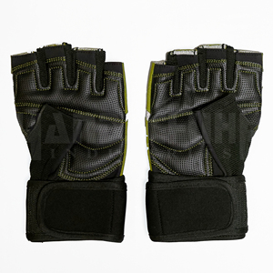 Gants de sport demi-doigts en PU épais avec boucle pour hommes et femmes, paumes rembourrées, soutien du poignet, respirants, pour l'entraînement et la musculation - Product Image 2