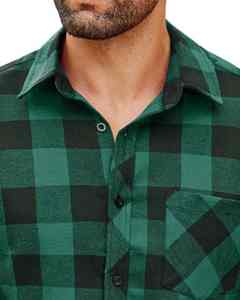 Camisa de franela resistente para exteriores, tela de algodón duradera, diseño a cuadros grandes, camisa con botones para senderismo y camping - Product Image 3