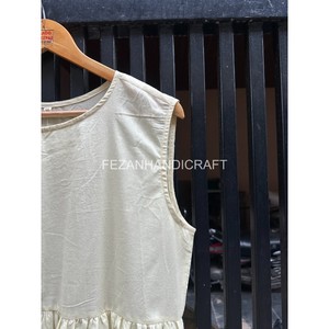 Vestido largo de algodón sin mangas, color crema, hecho a mano, estilo bohemio, para verano. - Product Image 5
