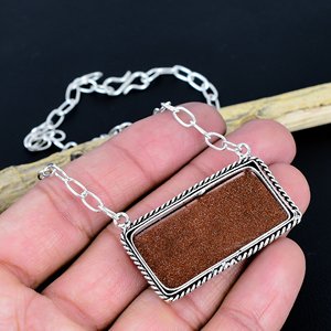 Collar con Colgante de Piedra Solar, Chapado en Plata, Hecho a Mano, Unisex, Estilo Cristiano - Product Image 3