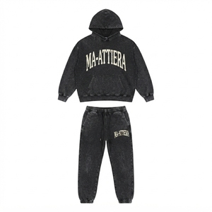 Conjunto de Sudadera con Capucha Oversize Lavada a Medida y Pantalones Jogger de Algodón para Mujer, Chándal de Dos Piezas de Felpa Estilo Urbano OEM ODM - Product Image 4