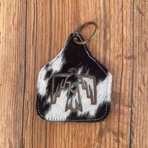 Nouveau design en gros cheveux de luxe sur peau de vache Vintage personnalisé gravure Laser porte-clés en cuir véritable Western porte-clés - Product Image 3