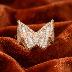 Mens Rose Gold Tone Moissanite Crown <b>Ring</b> Luxury Baguette Cut Diamond Look <b>Statement</b> <b>Ring</b> for Men - Product Image 4