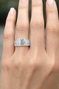 Anillo de media eternidad con diamantes de moissanita de corte baguette de primera calidad para unisex, plata fina 925 original, regalo sorpresa para novia - Product Image 6