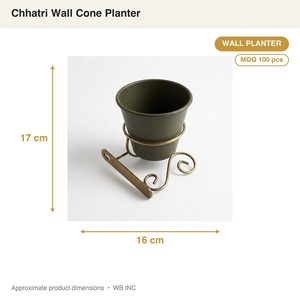 Handmade Olive Brass 16cm Iron <b>Wall</b> Planter for Home <b>Decor</b> & Weddings - Product Image 4