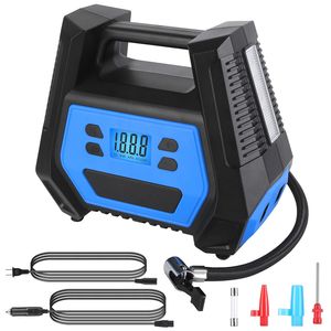 Inflador de Neumáticos Portátil de 150 PSI y 120W de Potencia Máxima con Pantalla Digital, Luz LED, Boquilla Inflable, Aguja, Fusible y Compresor de Aire - Product Image 1