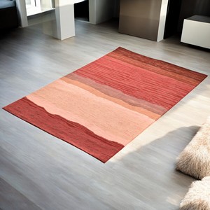 Alfombra de Lujo Hecha a Mano con Diseño Abstracto de Paisaje en Acrílico, Alfombra Moderna con Diseño de Cañón, Estratos, Atardecer y Horizonte, Alfombra Suave con Textura 3D - Product Image 4