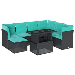 Juego de sofás de jardín de ratán sintético negro de 8 piezas con cojines, muebles de exterior de estilo contemporáneo para uso en el jardín - Product Image 2