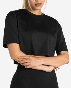 Camiseta de Manga Corta Asimétrica para Mujer, Talla XL, Cuello Redondo, Tejido de Punto, Color Sólido, Transpirable, de Secado Rápido, Corte Holgado, Precio Económico 2026 - Product Image 3