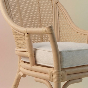 Eco Friendly Natural Rattan Scandinavian Modern <b>Dining</b> Chair Handmade Cane Accent <b>Armchair</b> Cushion Hotel Restaurant Cafe Patio - Product Image 6