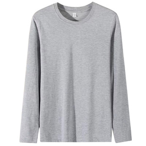 T-shirt unisexe OEM en coton peigné 190G à manches longues, couleur unie, col rond, décontracté, pour adolescent, sous-vêtement de base, t-shirt basique à manches longues pour homme - Product Image 4