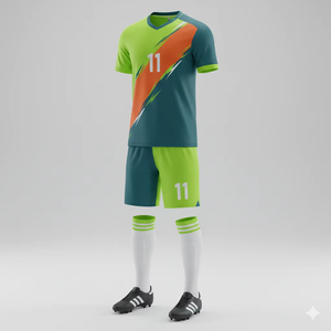 Conjunto de uniforme de fútbol transpirable para deportes, 100% poliéster, jersey y pantalones cortos personalizados, uniforme de fútbol, productos de alta calidad - Product Image 3