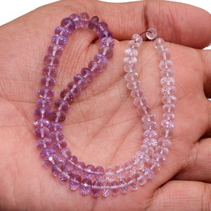 Cuentas facetadas de amatista AAA+ de 5mm-6mm, cuentas redondas de amatista rosa natural, piedras semipreciosas con tonalidades para la elaboración de joyería. - Product Image 4