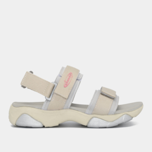 Sandales plates beige-gris pour femmes, style girly, à bout ouvert avec sangle élastique - Product Image 3