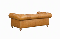 Canapé Chesterfield en cuir véritable, dossier capitonné, accoudoirs roulés, canapé trois places en cuir, 84 pouces, pour la maison ou le bureau.