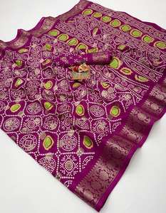 Magnifiques saris en soie pure Dola Butti avec bordure en jacquard fin, chemisier élégant, tenue de fête pour toutes les saisons - Product Image 5