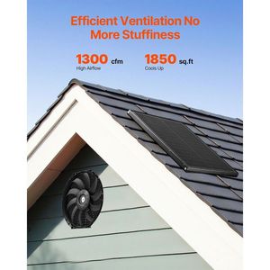 Ventilatore da tetto a energia solare da 12 pollici con montaggio a gable, termostato regolabile, 1300 CFM, velocità singola, rete esterna per raffreddamento - Product Image 2