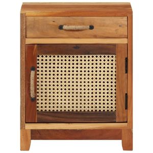 ตู้ข้างเตียงไม้รีเคลมหลากสี พร้อมตะกร้าหวายธรรมชาติและแผ่น MDF - Product Image 4