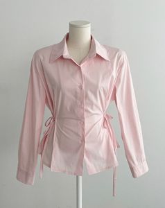 Blusa Elegante Rosa para Adolescentes y Mujeres de Tallas Grandes, Transpirable, de Manga Larga, con Botones, Estilo Casual, Estilo Lolita, con Lazo - Product Image 1