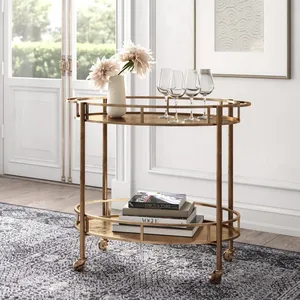 Handmade Metal Rolling Storage Trolley with Modern Industrial Design Powder Coated Finish Spacious <b>Utility</b> Shelves for Kitchen - Product Image 5