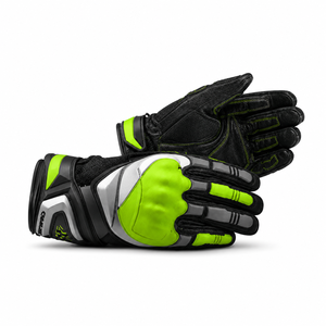 Guantes de Motocicleta Blancos con Detalles en Verde Neón, Protección en los Nudillos, Dedos Completos, Agarre para Pantalla Táctil, Soporte para Muñeca, Equipo de Protección Todoterreno - Product Image 3