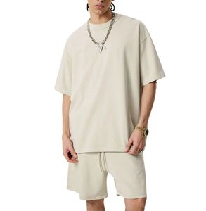 Custom Logo Streetwear Screen Printed T-shirt and Shorts Set 2 Piece Cotton Acid Washed Summer Tshirt Short Sets for Men - Product Image 4