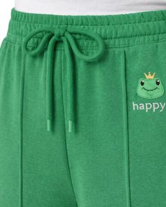 Pantalon de survêtement vert herbe pour femme, coupe large, taille élastique avec cordon de serrage, décontracté, coupe droite, doux et confortable pour la détente - Product Image 4