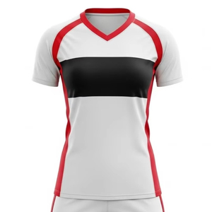 Unisex Volleyball Uniform Set White Red Black Sublimation Printed Breathable 100% Polyester Seamless Fusing Jersey Shorts Adult - Product Image 6