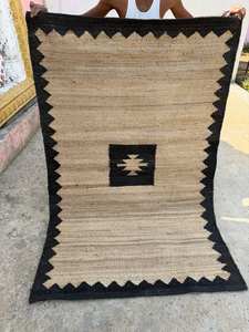 Alfombra de Yute Tejida a Mano, Estilo Tribal Moderno, Color Beige Natural y Negro, Geométrica, Ecológica, para el Hogar, Pasillo, Estilo Boho, Rústico - Product Image 6