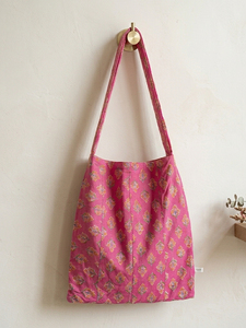 Bolsa de Mano de Algodón con Estampado Buti de Primera Calidad, Color Rosa, Abertura Superior, Bolsa de Hombro Reutilizable, Hecha a Mano, para Uso Diario - Product Image 1