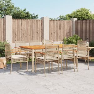 Set da Pranzo da Giardino in Rattan PE Beige con Coperture Rimovibili - Product Image 1